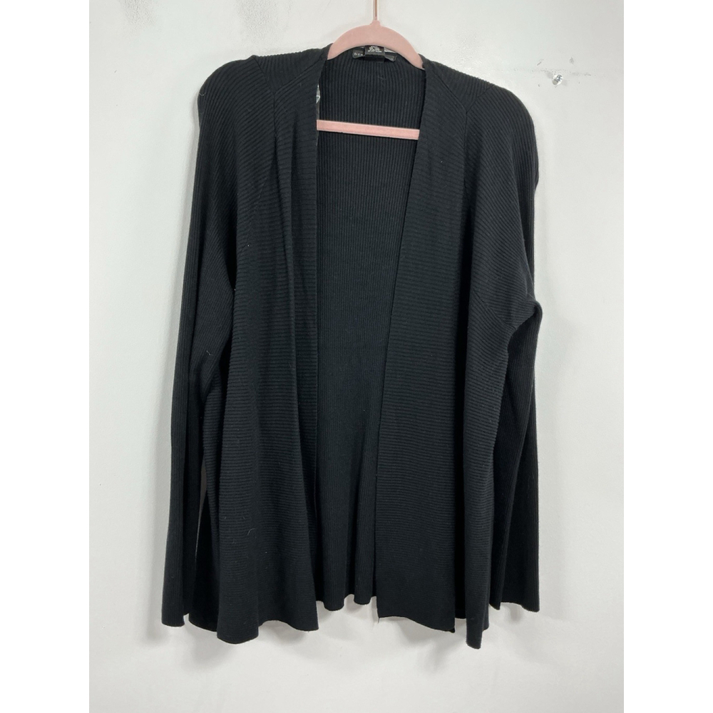 Womans Design History Long Sleeve Open Front Cardigan Sweater XL Black
